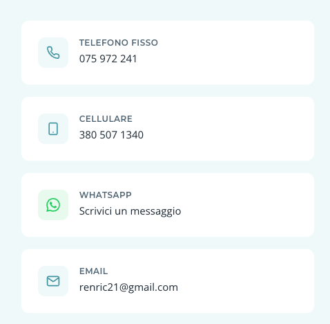 Esempio di cards in un sito vetrina