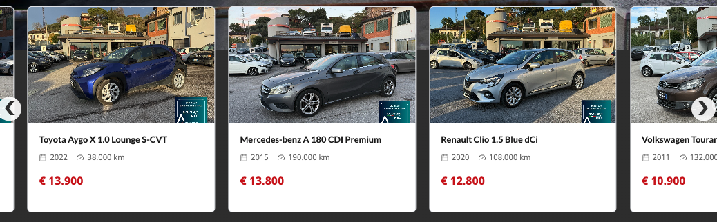 Esempio di carosello di immagini in un sito vetrina