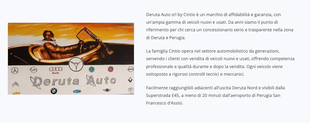 Esempio di sezione Chi siamo di un sito vetrina