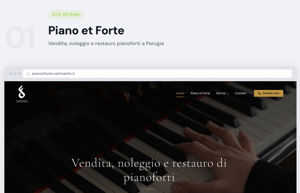 Esempio di sezione Portfolio di un sito vetrina