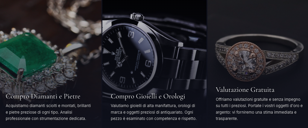 Esempio di sezione Servizi di un sito vetrina